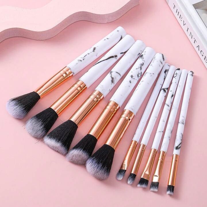 10PC Marble Makeup Brush Set - Style Phase Home