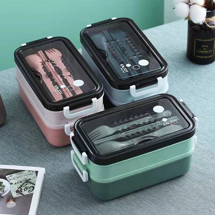 2 Tier Bento Lunch Box & Cutlery Set - Style Phase Home