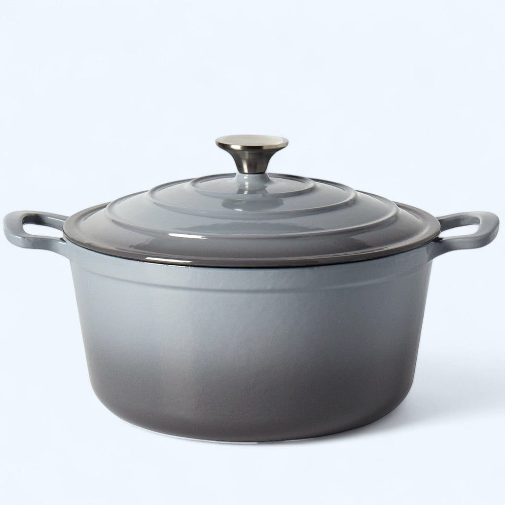 24cm Cast Iron Enamel Deep Pot - Grey - Style Phase Home