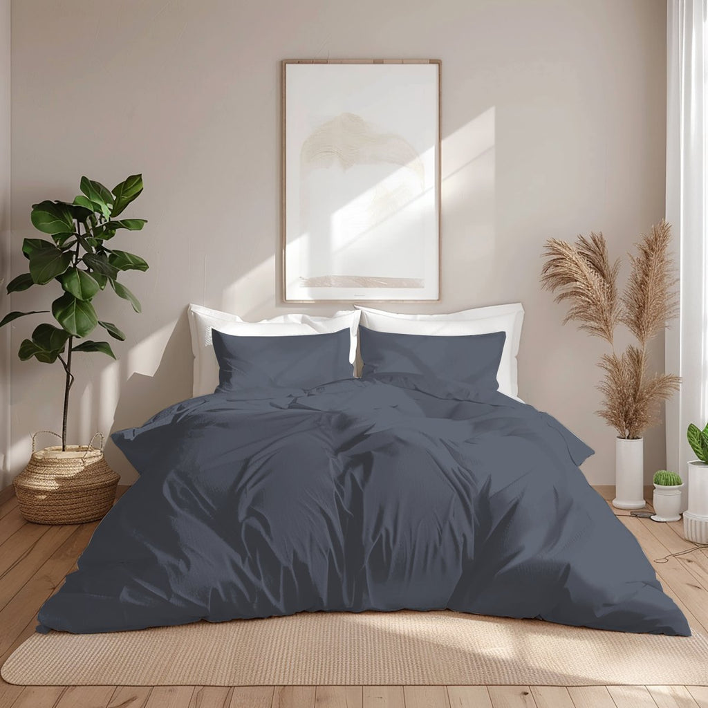 3PC Horrockses 180TC Polycotton Duvet Cover Set - Blue Slate - Style Phase Home