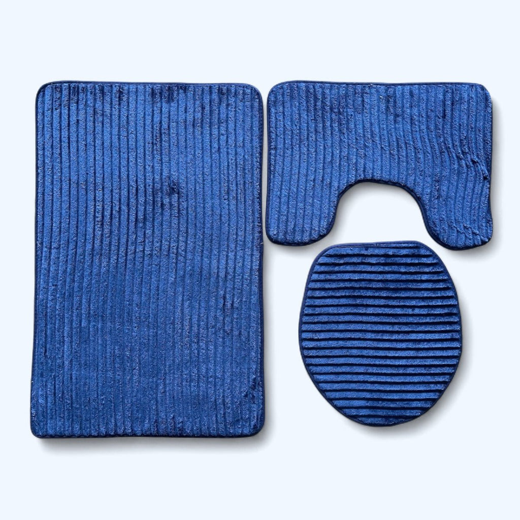 3PC Modern Ribbed Bath Mat Set - Style Phase Home