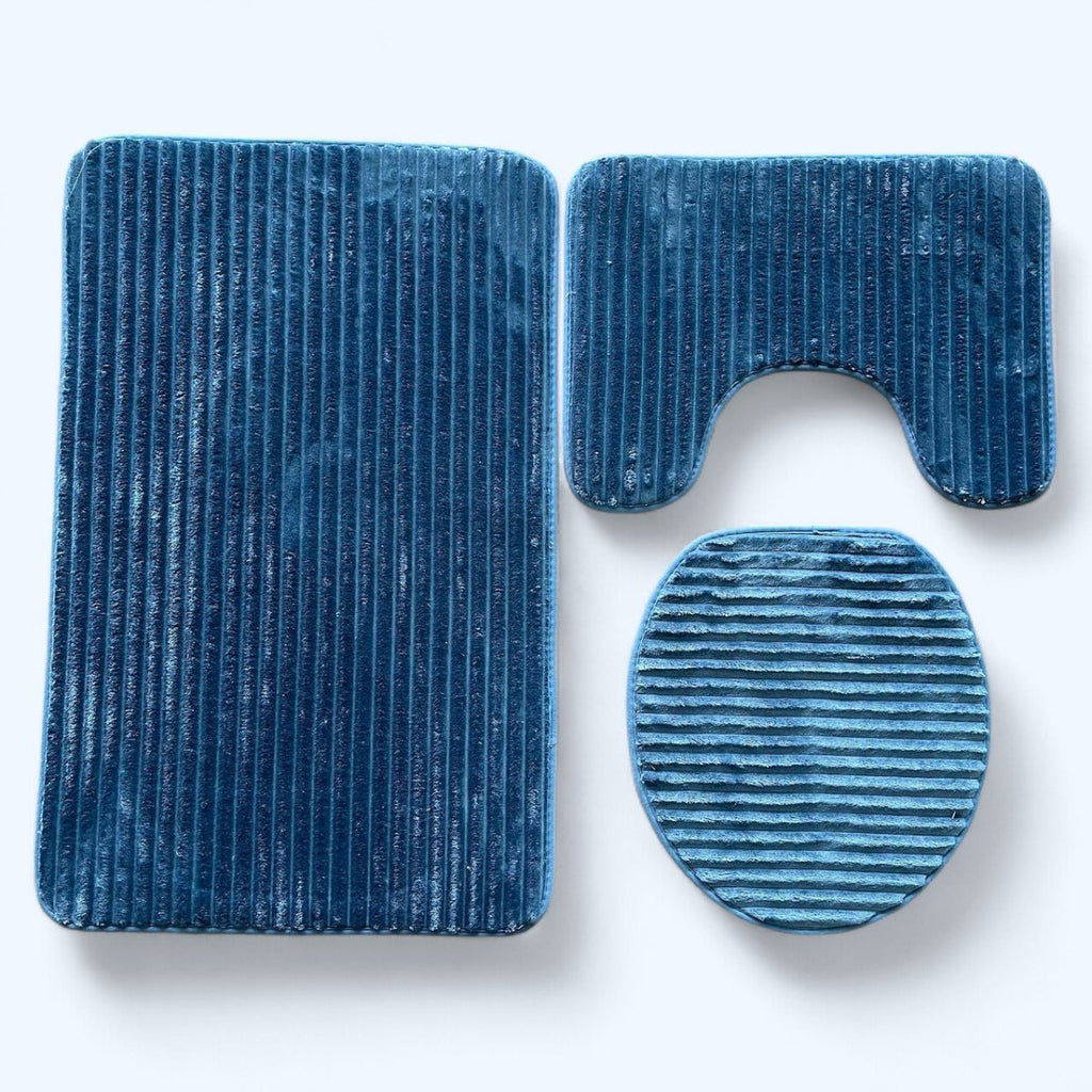 3PC Modern Ribbed Bath Mat Set - Style Phase Home