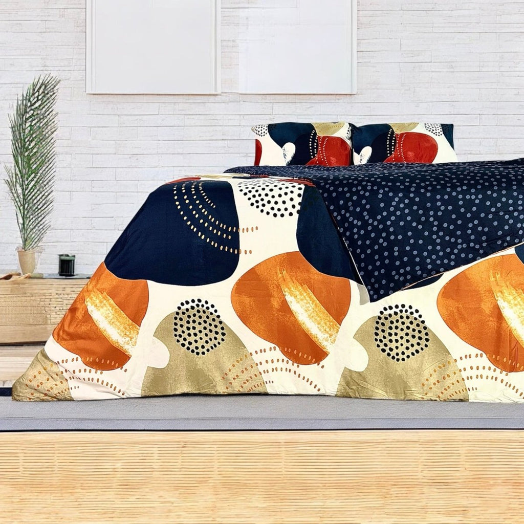 3PC Reversible Microfibre Duvet Cover Set - Boho Abstract - Style Phase Home