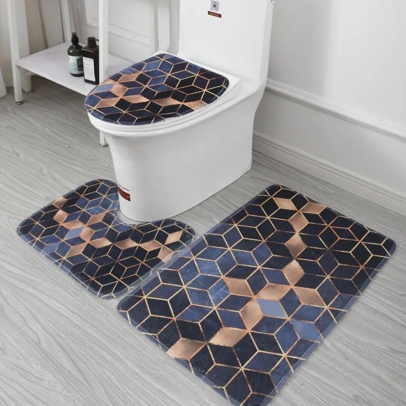 3PC Soft Modern Printed Bath Mat Set - Style Phase Home