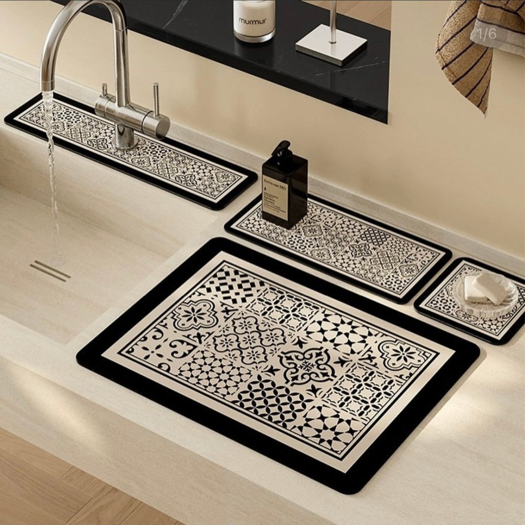 4 PC Absorbent Sink Drying Mat Set - Style Phase Home