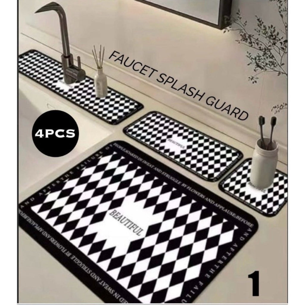 4 PC Absorbent Sink Drying Mat Set - Style Phase Home