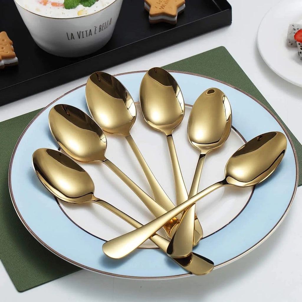 6 PC Gold Tea Spoon Set - Style Phase Home