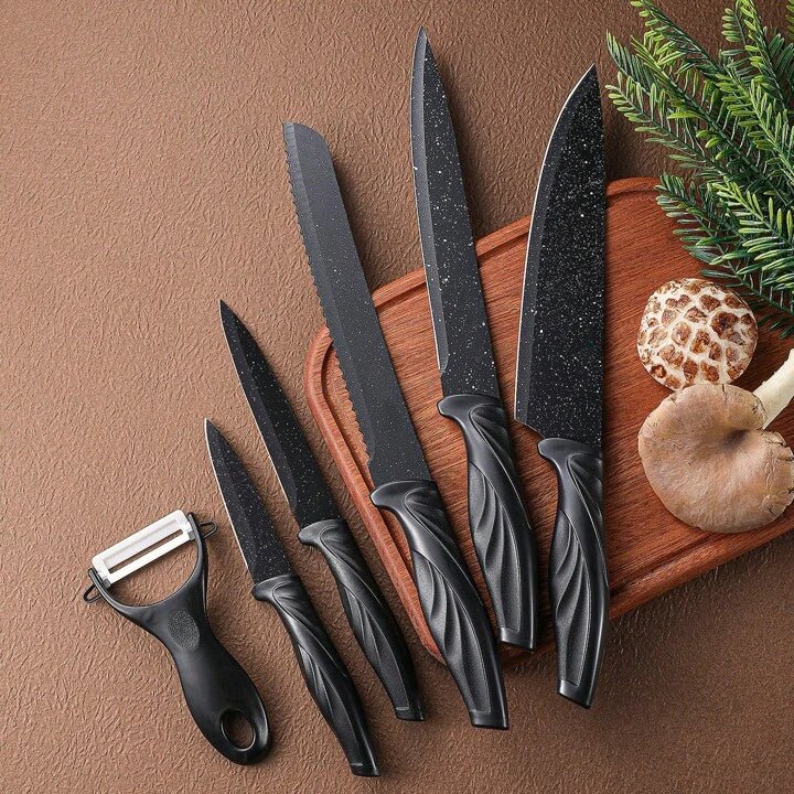 6PC Black Wave Kitchen Knife Set - Style Phase Home