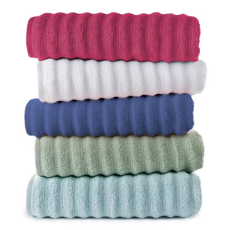 Aria 100% Cotton Terry Ribbed Bath Towel - 70 x 135 cm - Style Phase Home