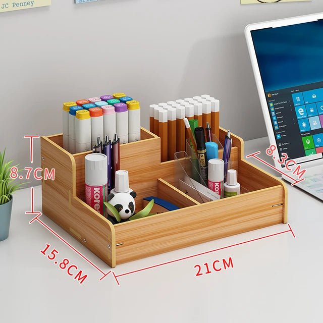 Compact Multifunctional Wooden Desktop Storage - Style Phase Home