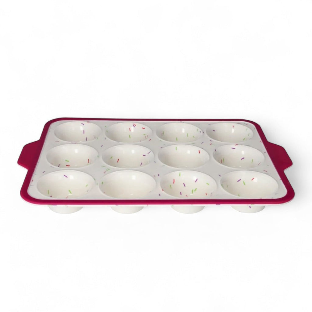 Danny Home 12 Cup Silicone Sprinkle Muffin Pan - Reinforced Frame - Style Phase Home