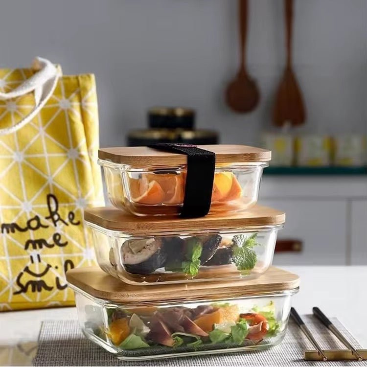 Danny Home Borosilicate Food Container With Bamboo Lid - Style Phase Home