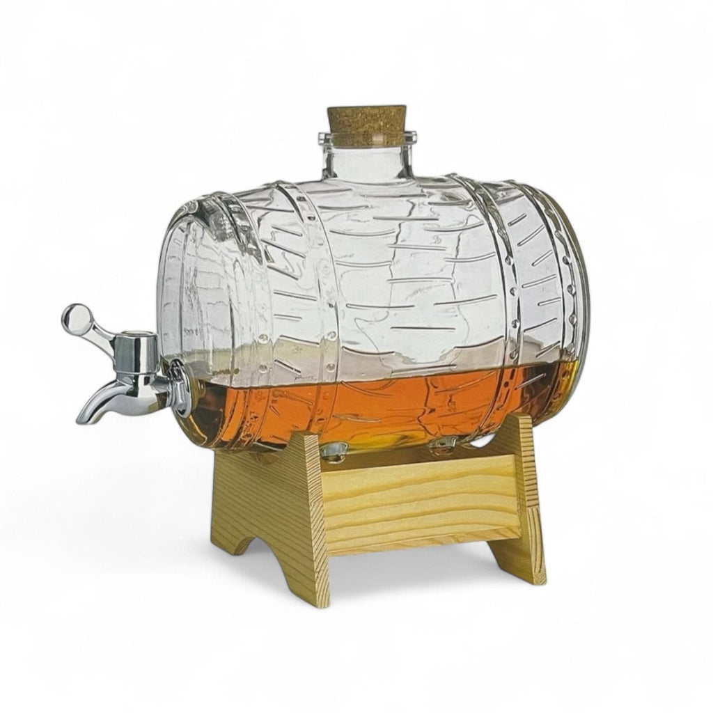 Danny Home Glass Barrel Dispenser With Wooden Base - 2 Litre - Style Phase Home