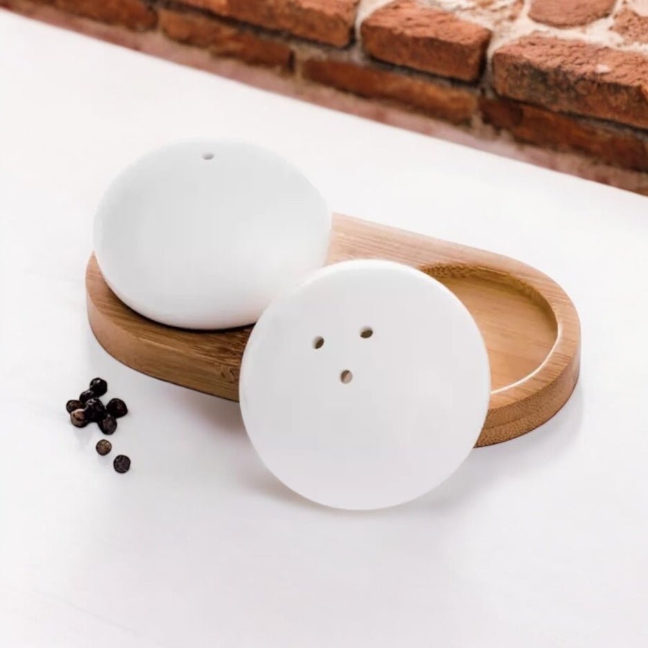 Danny Home Porcelain Salt & Pepper Shaker Bamboo Board - Style Phase Home