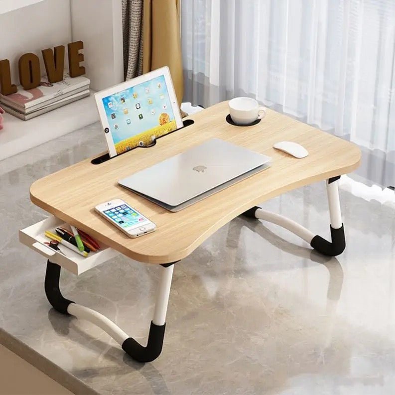 Foldable Laptop Table With Drawer Storage - 60 x 40 x 28 cm - Style Phase Home