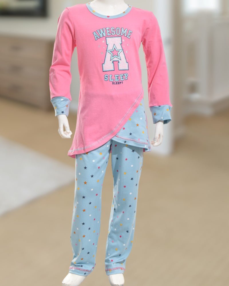 Girls Awesome Sleep Print Pink Pyjama - Style Phase Home