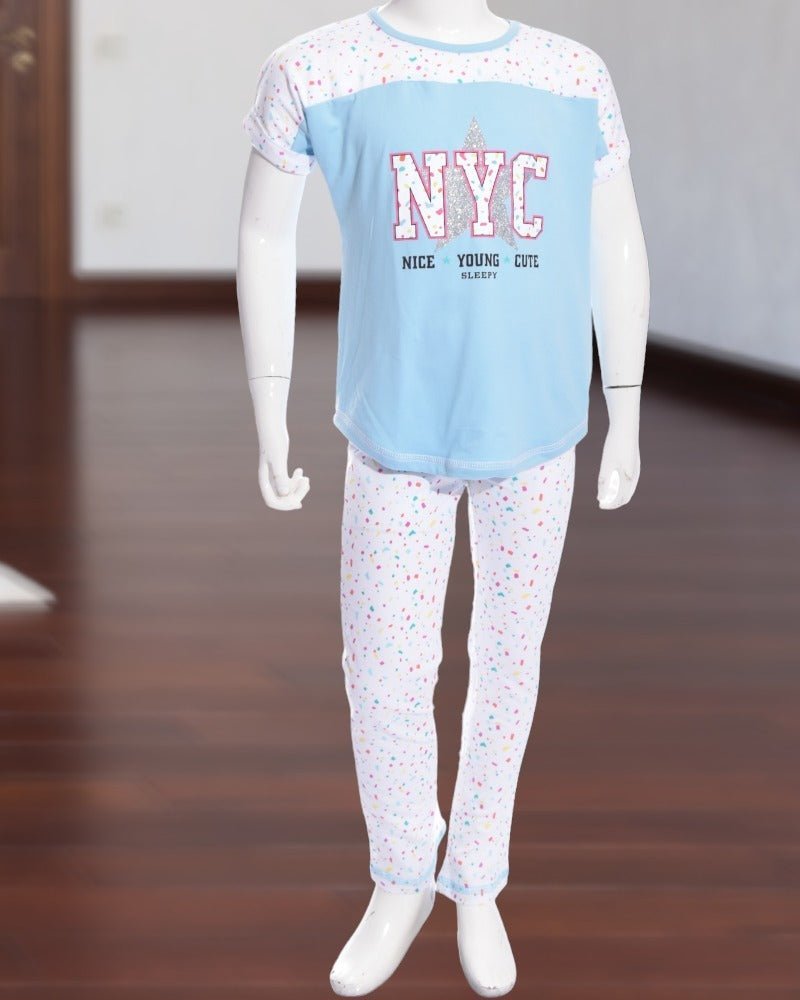 Girl's Light Blue NYC Pyjama - Style Phase Home