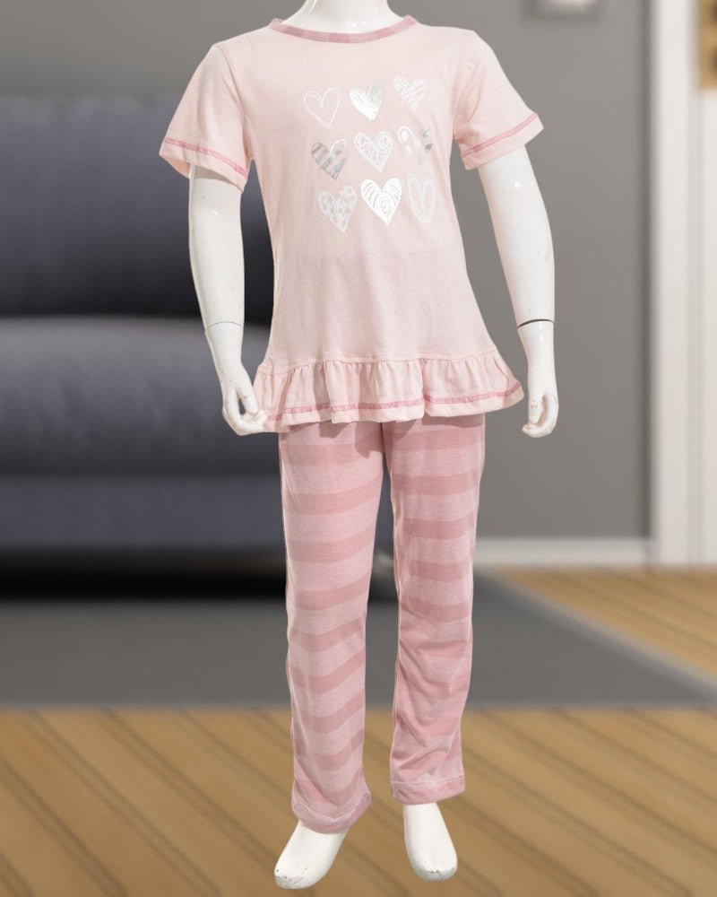 Girls Souk Special Sleepy Hearts Light Pink Pyjama - Style Phase Home