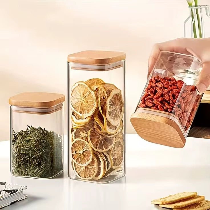 Glass Square Spice Jars - Style Phase Home