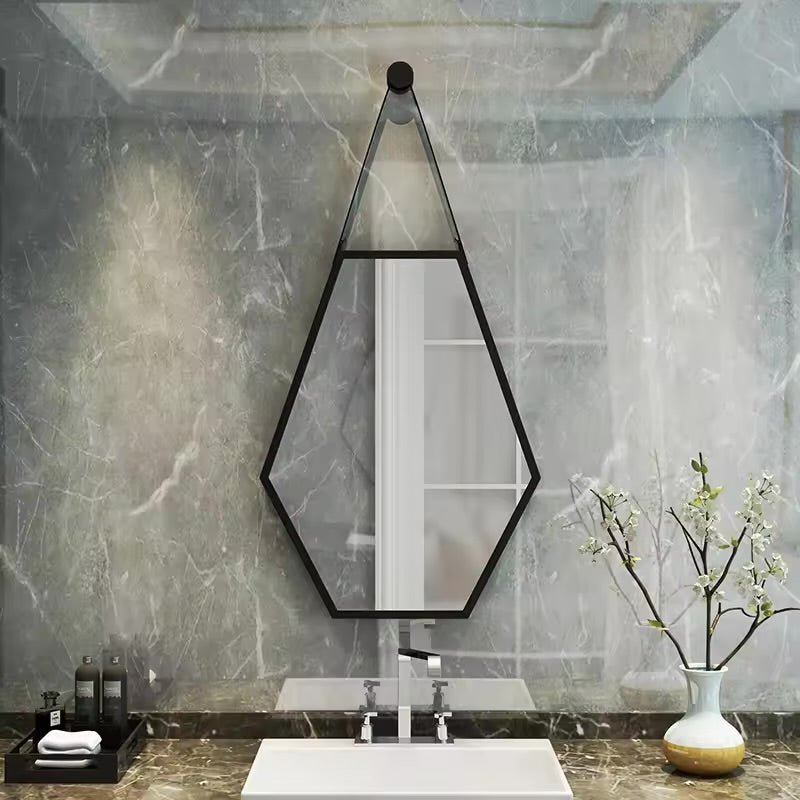 Modern Hexagon Hanging Frame Mirror - 60 cm x 42 cm - Style Phase Home