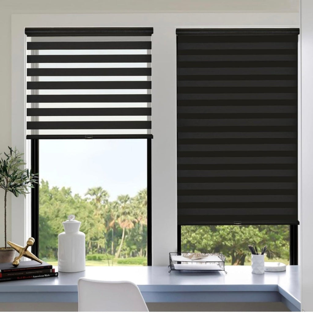 Modern Roller Zebra Blinds - Black - Style Phase Home