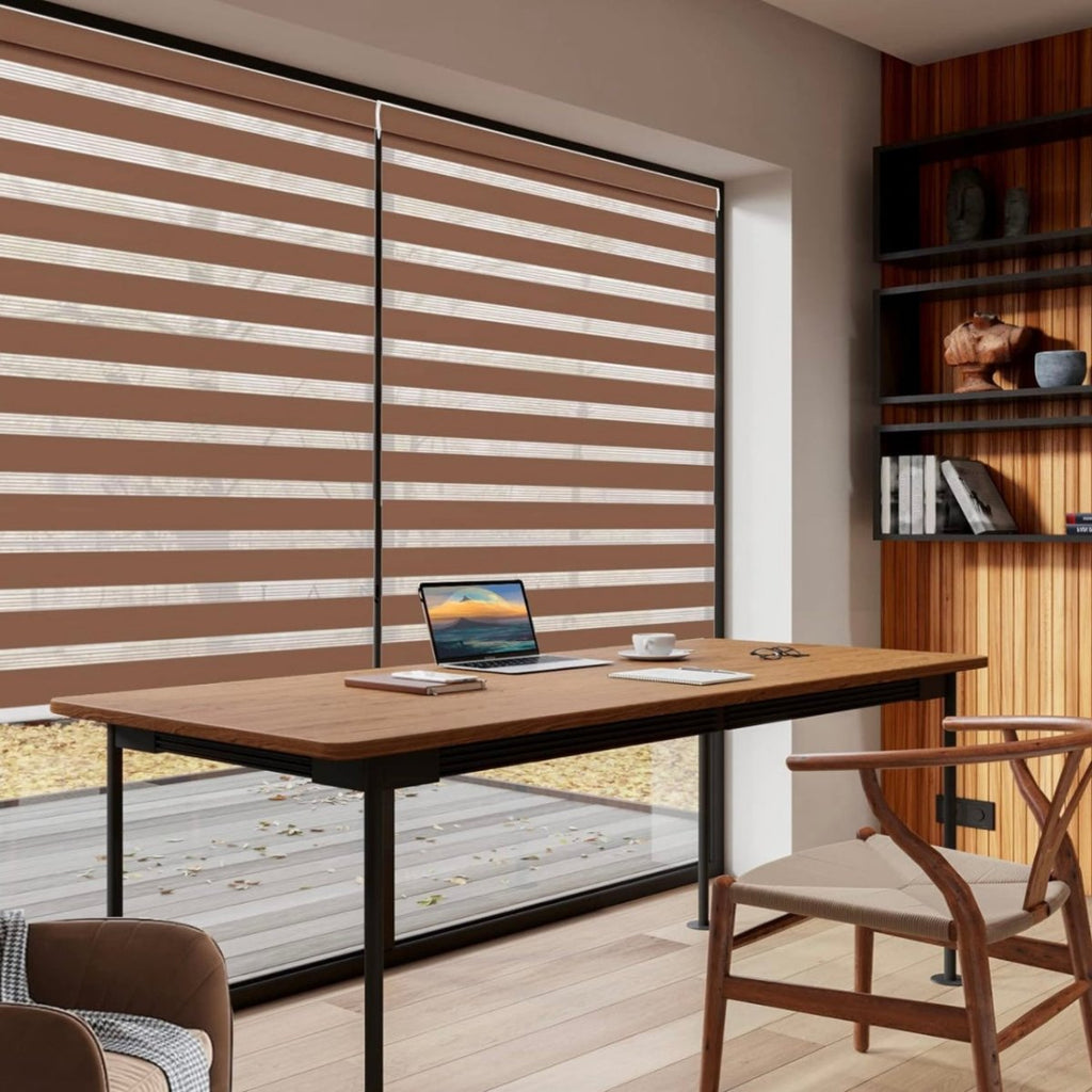 Modern Roller Zebra Blinds - Brown - Style Phase Home