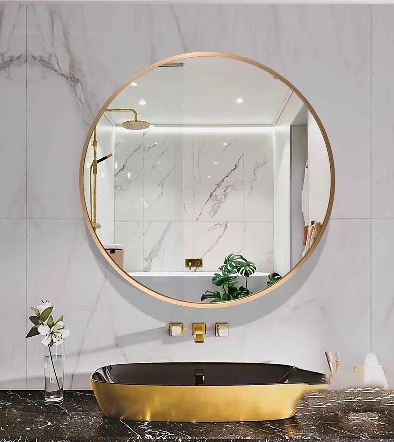 Modern Rose Gold Circular Mirror - 50cm - Style Phase Home