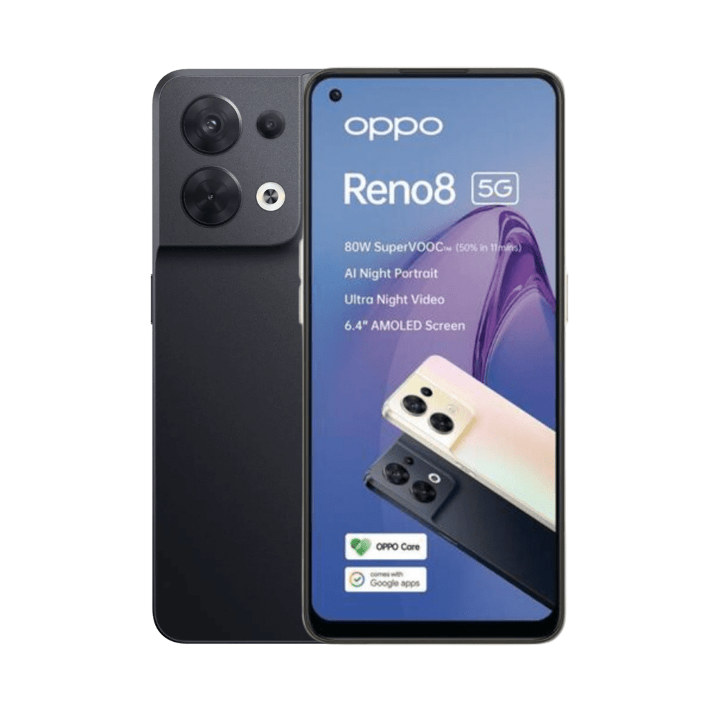 Oppo Reno8 5G 6.43" 90Hz 8/256GB 50MP - Shimmer Black - Certified Refurbished - Style Phase Home