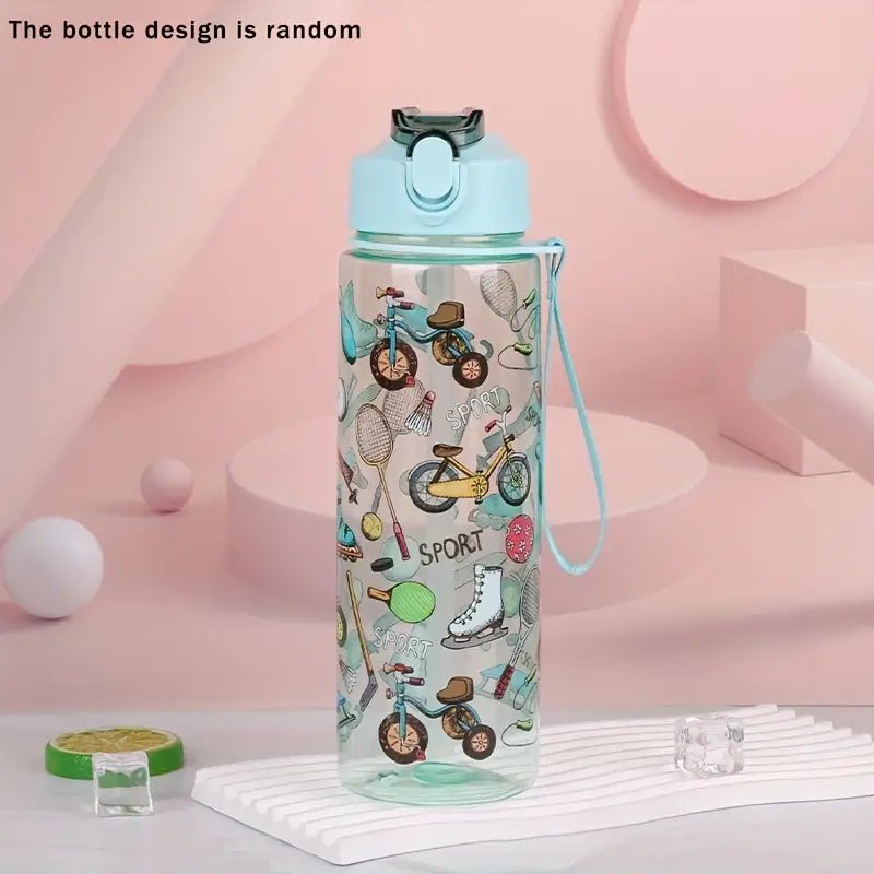 Printed Flip Top Straw Water Bottle - 500 ml - Style Phase Home