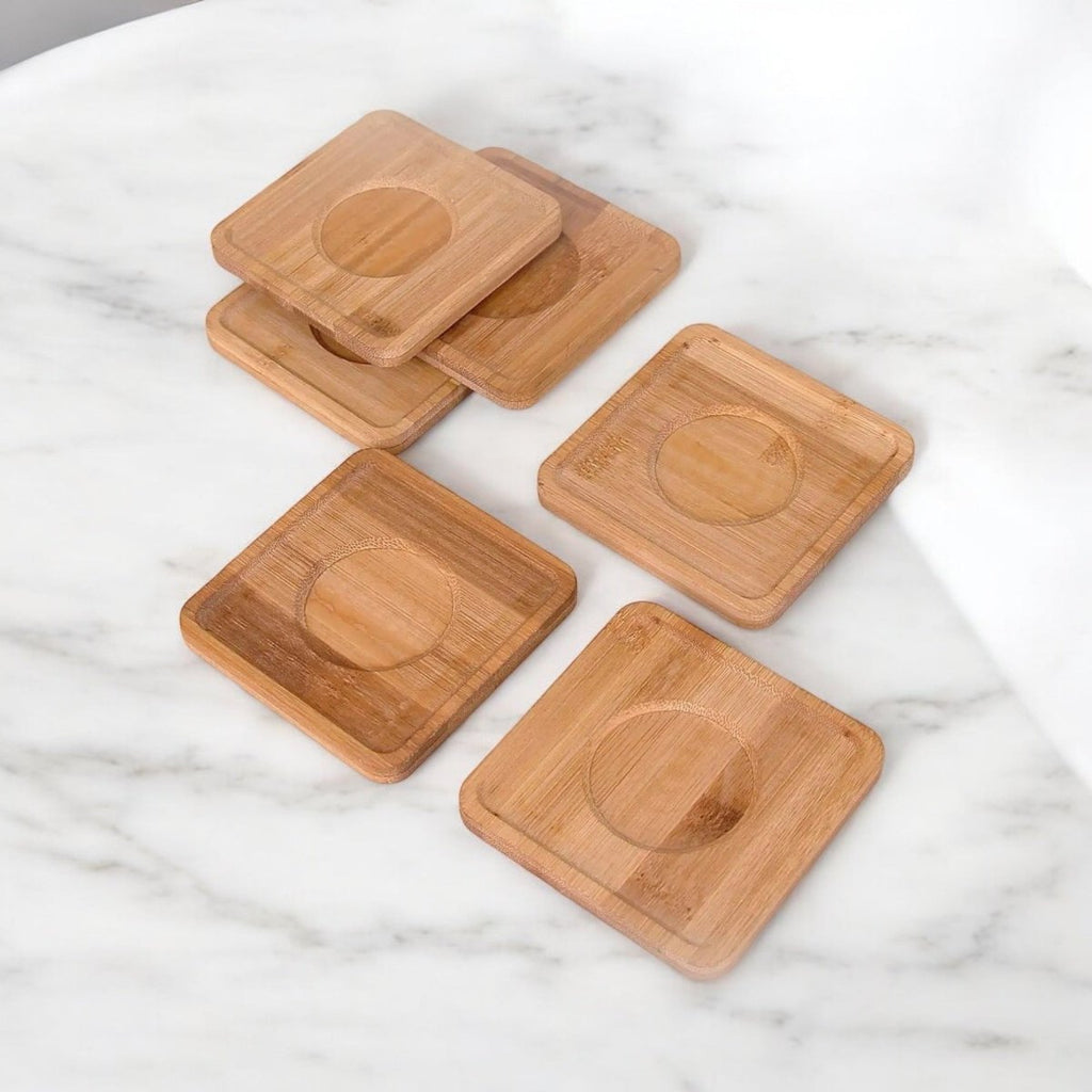 Square Bamboo Coaster Set - 6 Pack - Style Phase Home