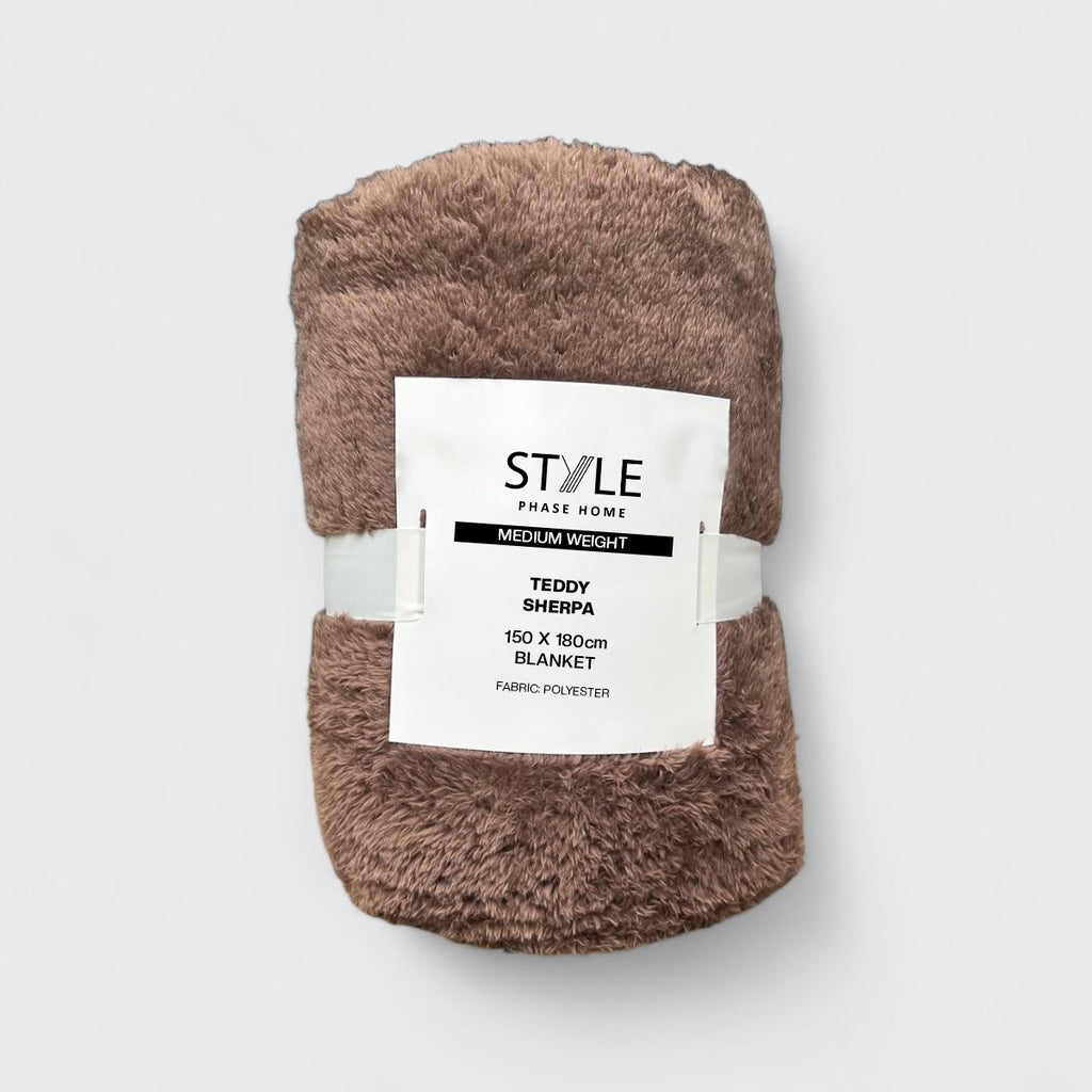 Stitched Teddy Sherpa Blanket - 150 x 180 cm - Style Phase Home