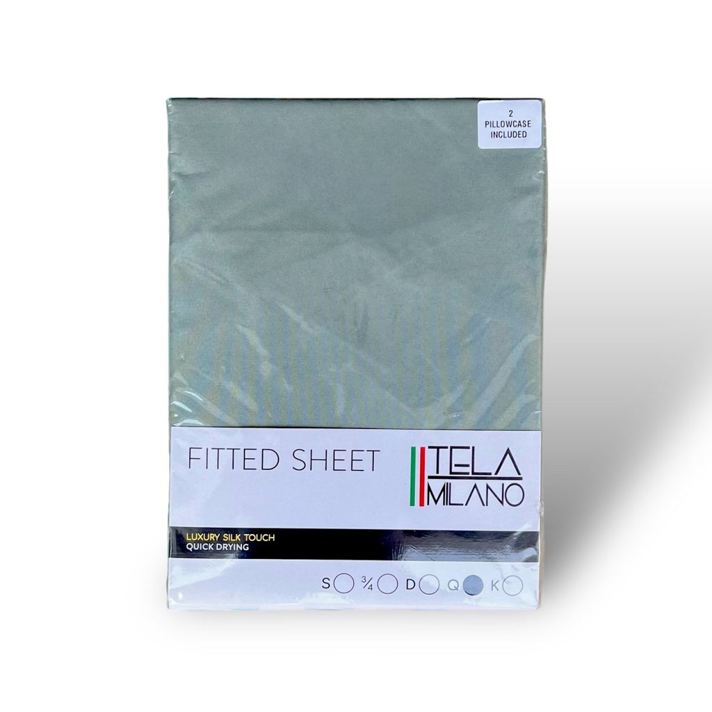 Tela Milano Microfibre Fitted Sheet + 2 Free Pillowcase - Double - Style Phase Home