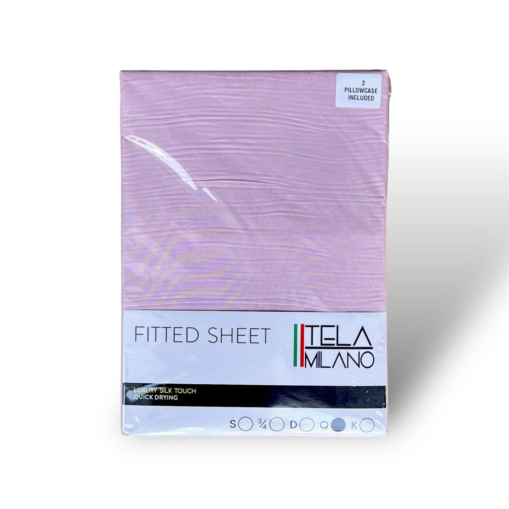 Tela Milano Microfibre Fitted Sheet + 2 Free Pillowcase - Double - Style Phase Home