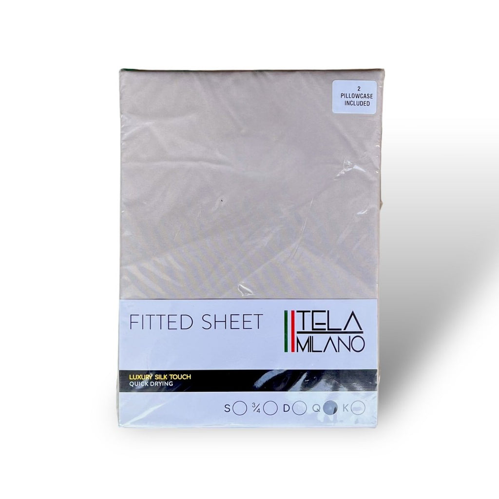 Tela Milano Microfibre Fitted Sheet + 2 Free Pillowcase - Double - Style Phase Home