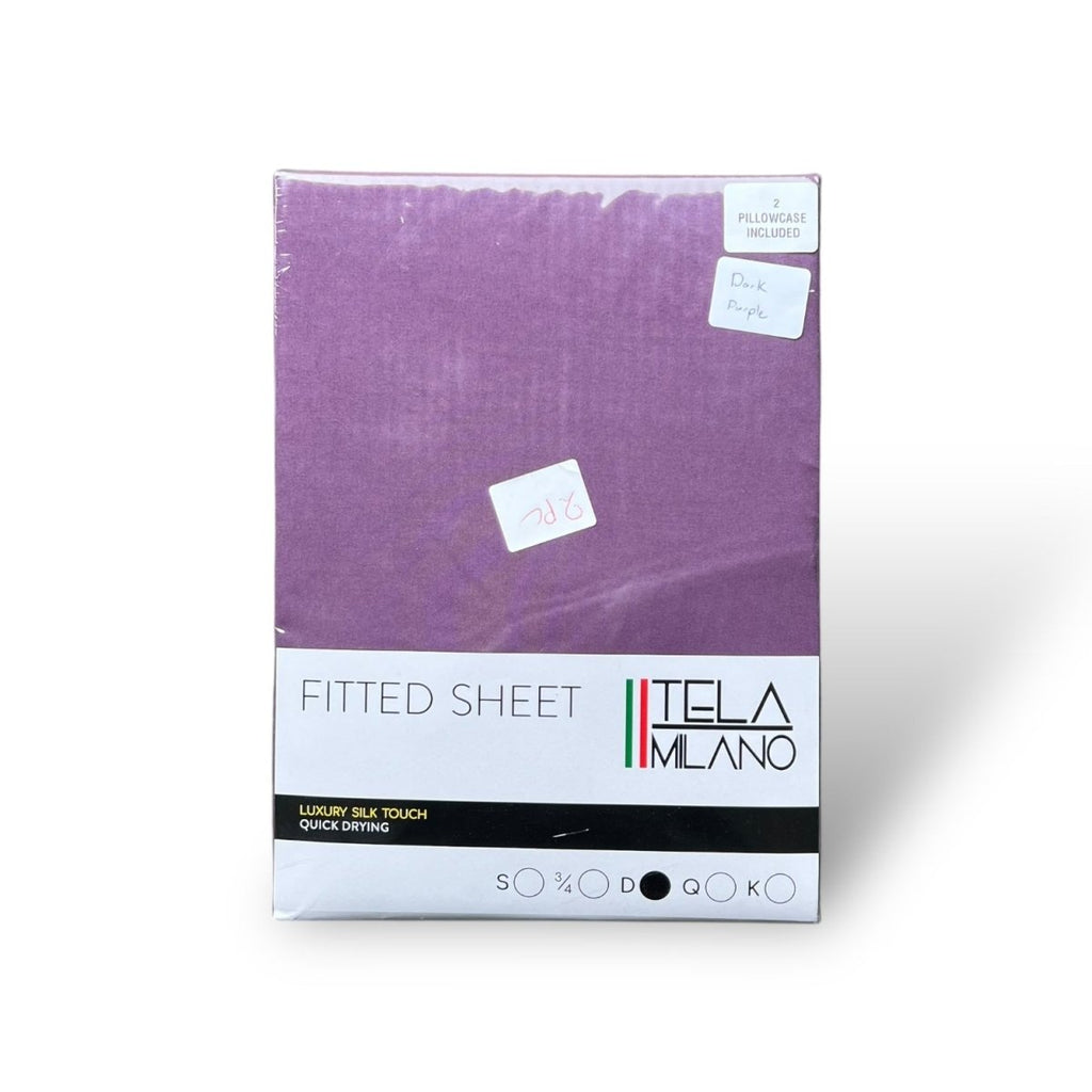 Tela Milano Microfibre Fitted Sheet + 2 Free Pillowcase - Double - Style Phase Home