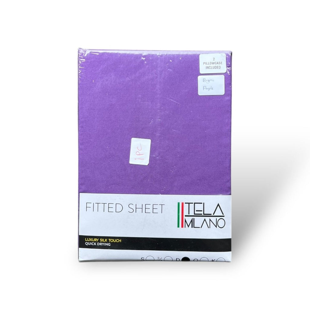 Tela Milano Microfibre Fitted Sheet + 2 Free Pillowcase - Double - Style Phase Home