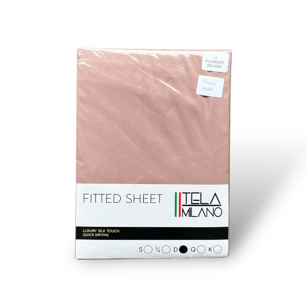 Tela Milano Microfibre Fitted Sheet + 2 Free Pillowcase - Double - Style Phase Home