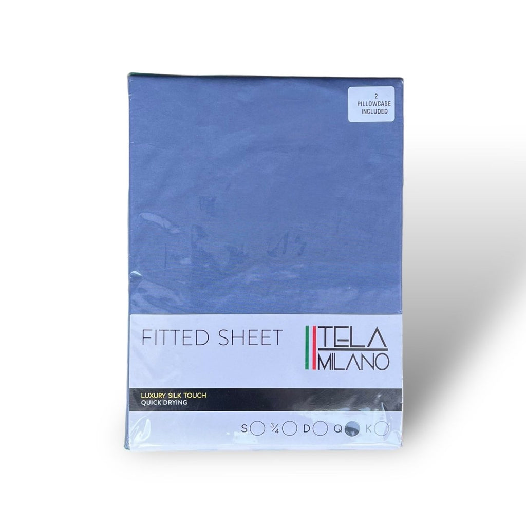 Tela Milano Microfibre Fitted Sheet + 2 Free Pillowcase - Queen - Style Phase Home