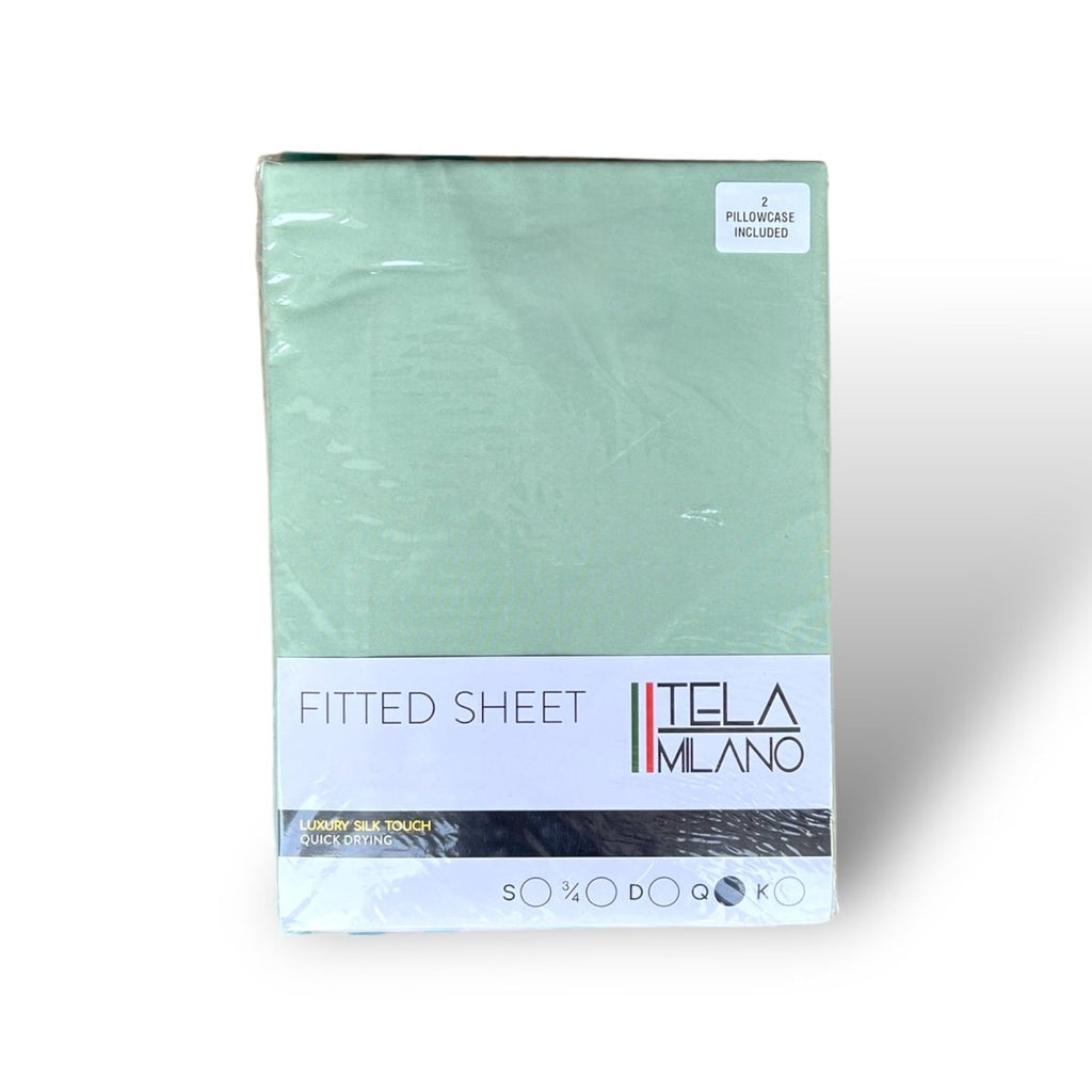 Tela Milano Microfibre Fitted Sheet + 2 Free Pillowcase - Queen - Style Phase Home