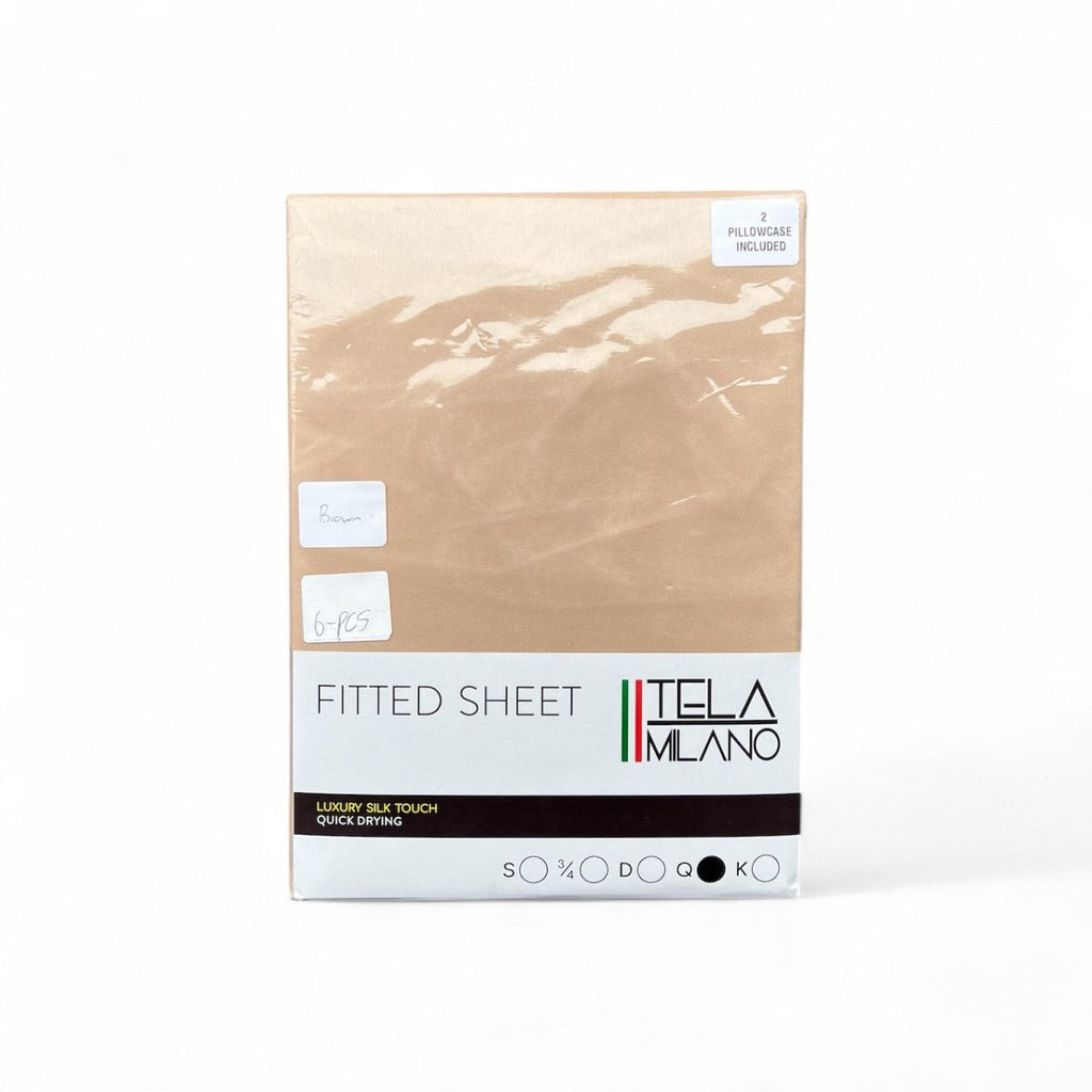 Tela Milano Microfibre Fitted Sheet + 2 Free Pillowcase - Queen - Style Phase Home