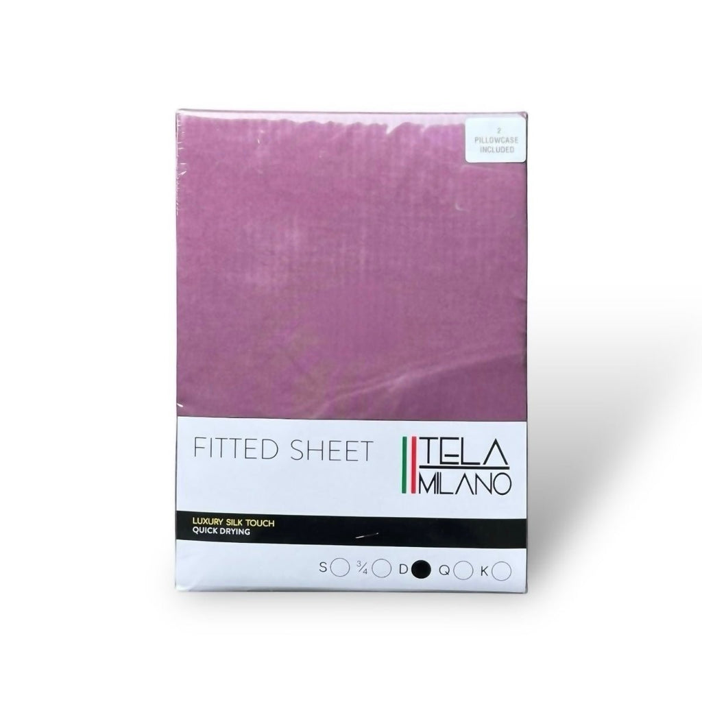 Tela Milano Microfibre Fitted Sheet + 2 Free Pillowcase - Queen - Style Phase Home