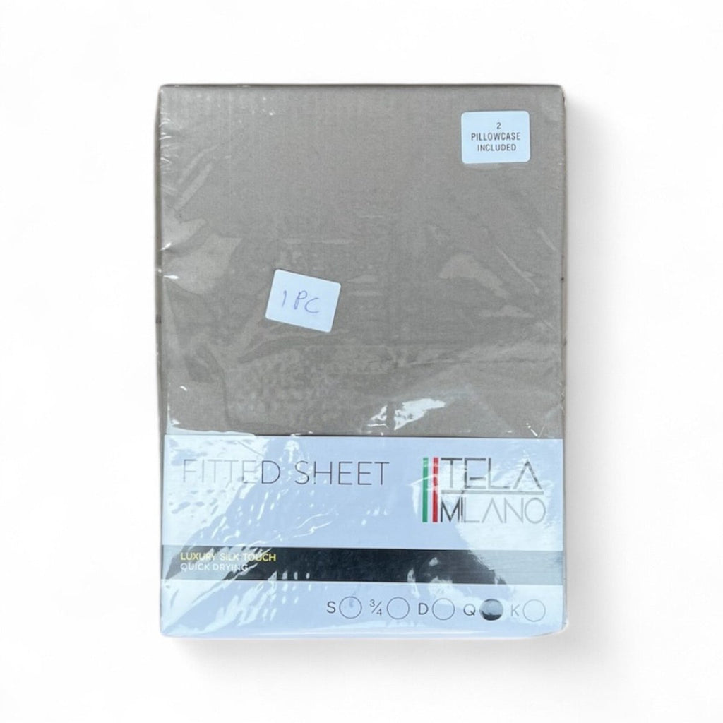 Tela Milano Microfibre Fitted Sheet + 2 Free Pillowcase - Queen - Style Phase Home