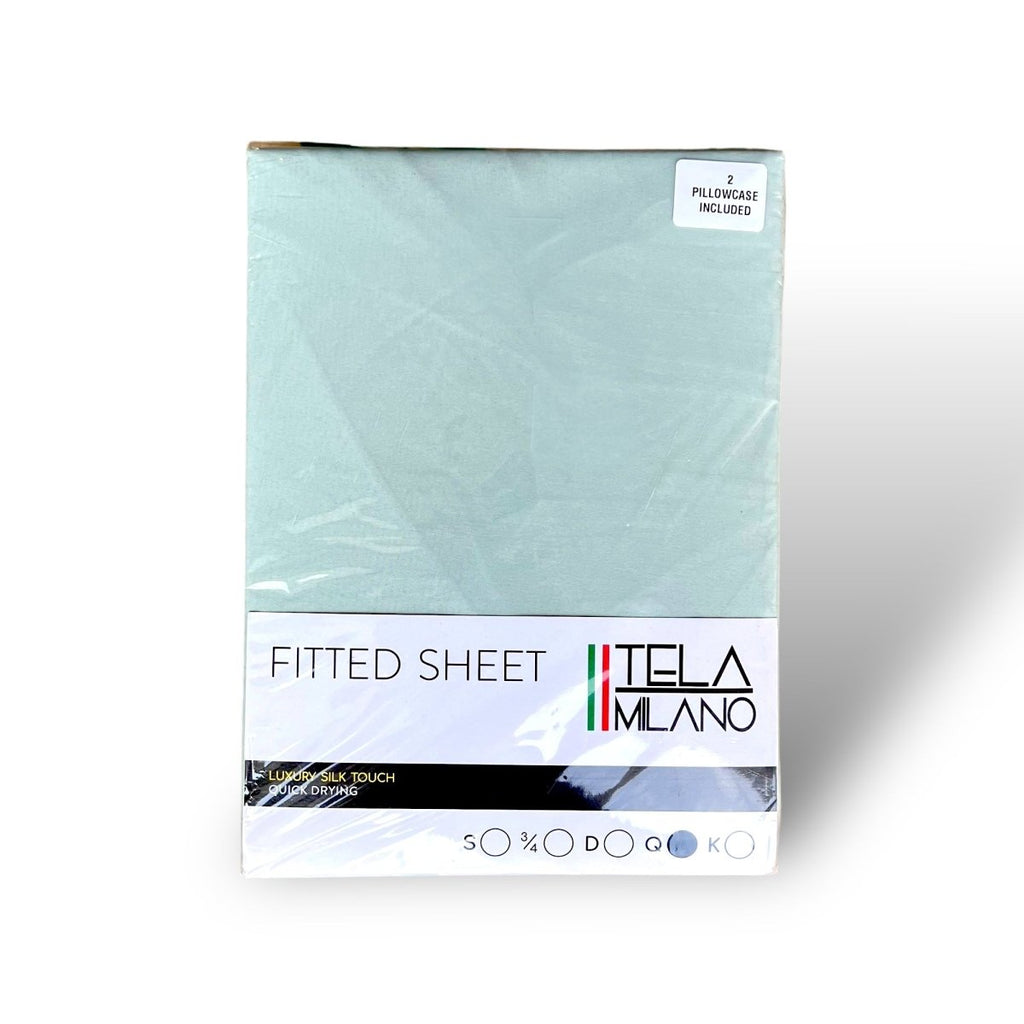 Tela Milano Microfibre Fitted Sheet + 2 Free Pillowcase - Queen - Style Phase Home