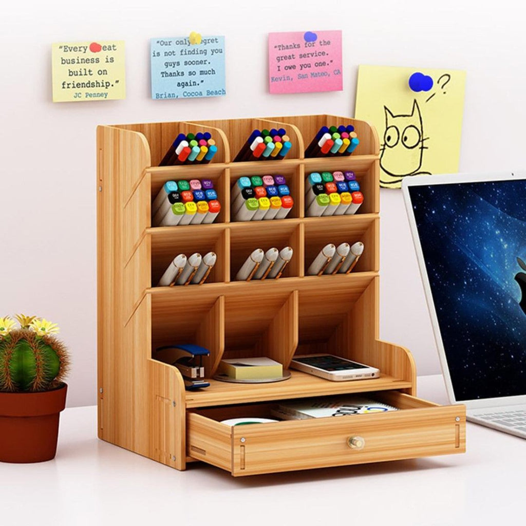 Wooden Desktop Organiser - 13 Compartment - Style Phase Home