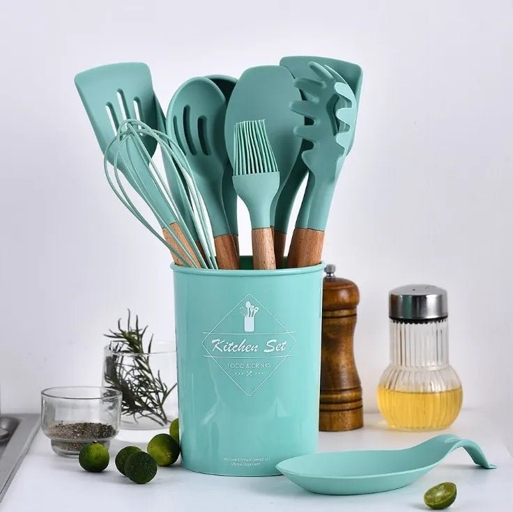 12 Piece Silicon Utensil Set - Round - Style Phase Home