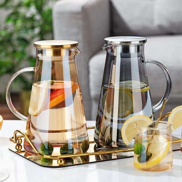 1.8L Heat Resistant Clear Glass Pitcher with Lid Large Iced Tea