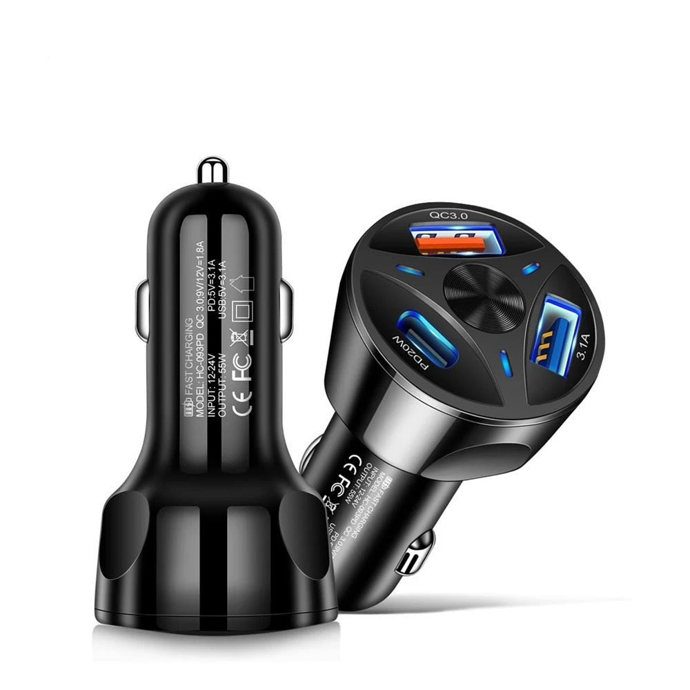 3 Port Car Charger Adapter - 50W Fast Charger - Style Phase Home