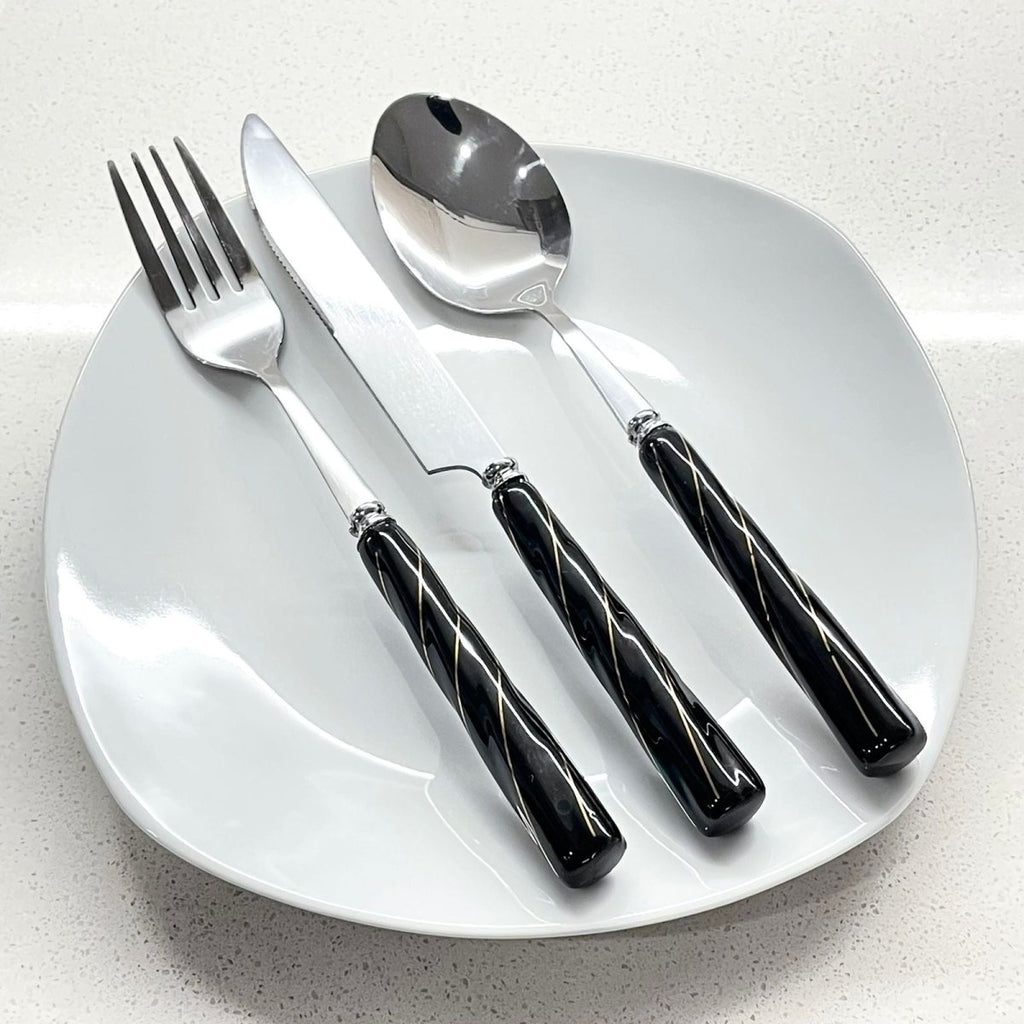 6 PC Silver & Black Cutlery - Style Phase Home