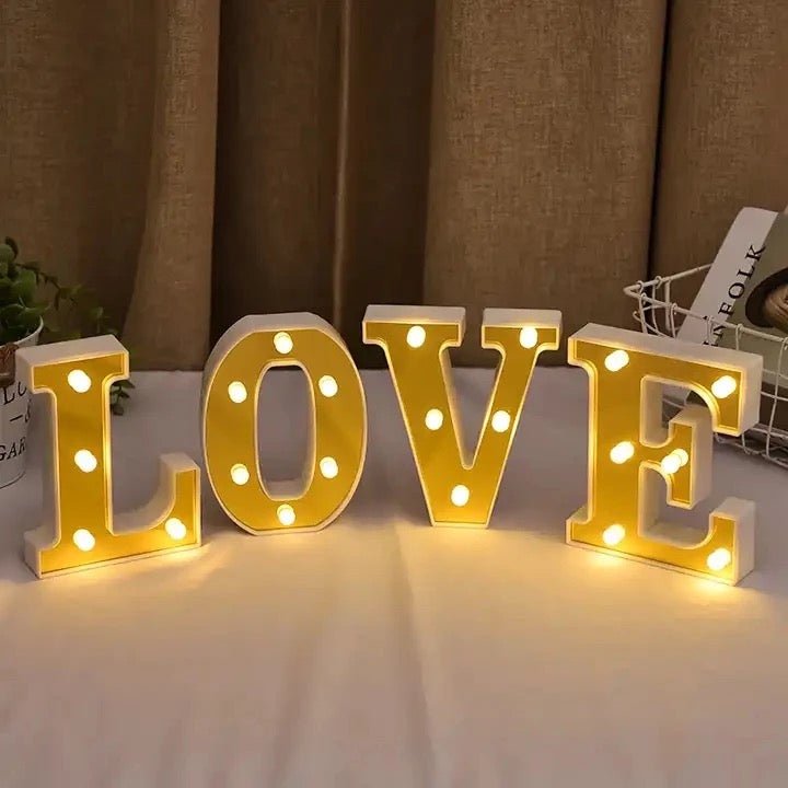 Gold LED Letter Lights - Style Phase Home