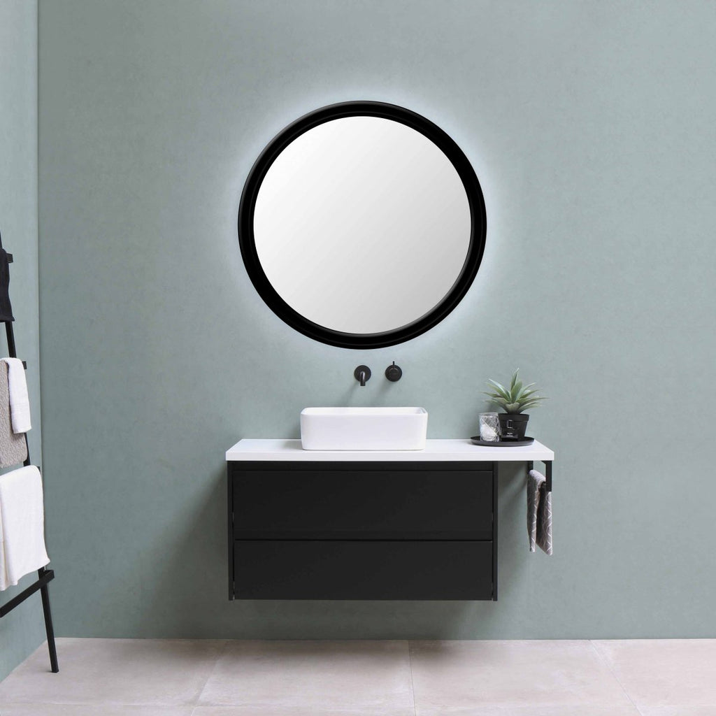 Modern Black Framed Circle Wall Mirror - Style Phase Home